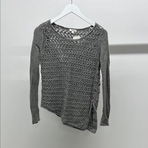 Helmut Lang Gray Crew Neck  Asymmetric Sweater